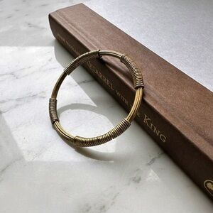 Vintage African Knot Bangle Brass Coiled Wire Bracelet Tribal Safari Jewelry